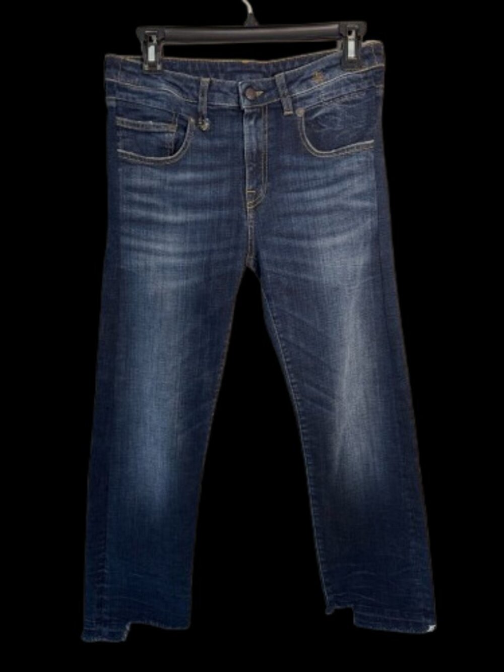 R13 Women's Straight Leg Jeans in Dark Wash Blue